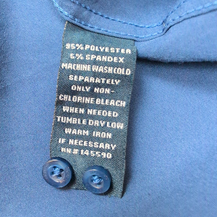 Chemise Nautica L XL Bleu Uni Slim Fit Stretch Logo Brodé manches longues