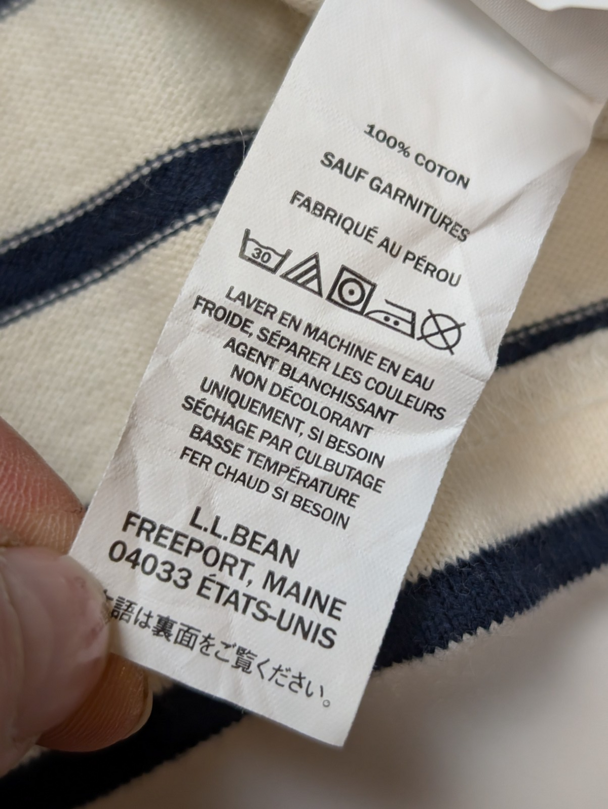 Marinière L.L. Bean Femme Blanc Cassé & Bleu Coupe Oversize - Taille M