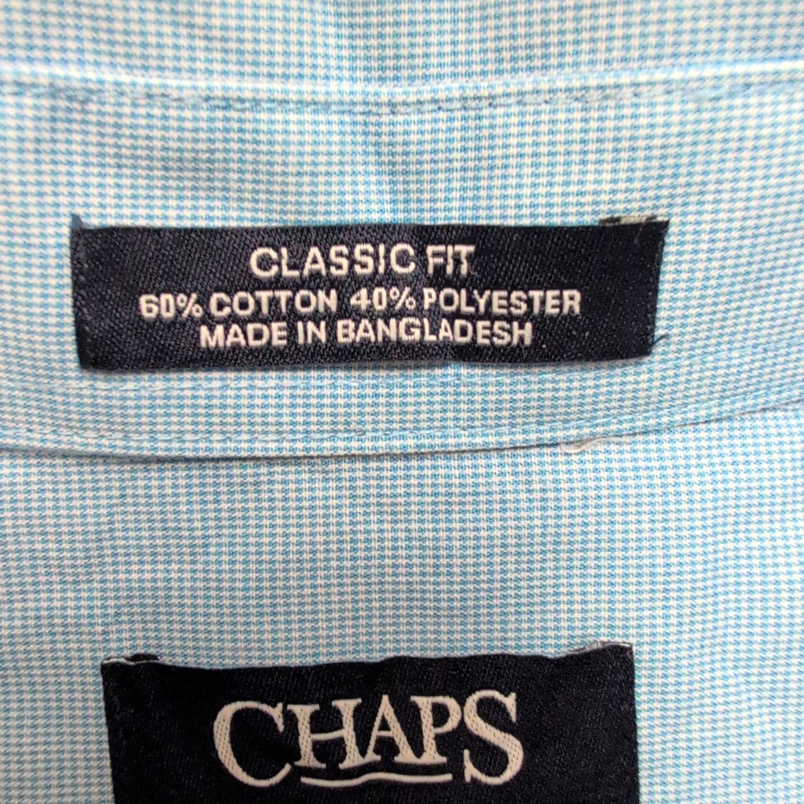 Chemise Chaps Bleu Ciel à Micro-Carreaux 1 Poche - Taille M/L