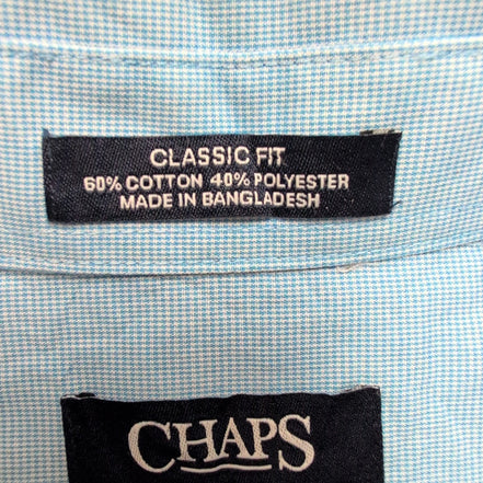 Chemise Chaps Bleu Ciel à Micro-Carreaux 1 Poche - Taille M/L