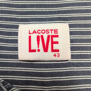 Chemise Lacoste Live 43 Grise Rayures Logo Poche Coton Manches Longues