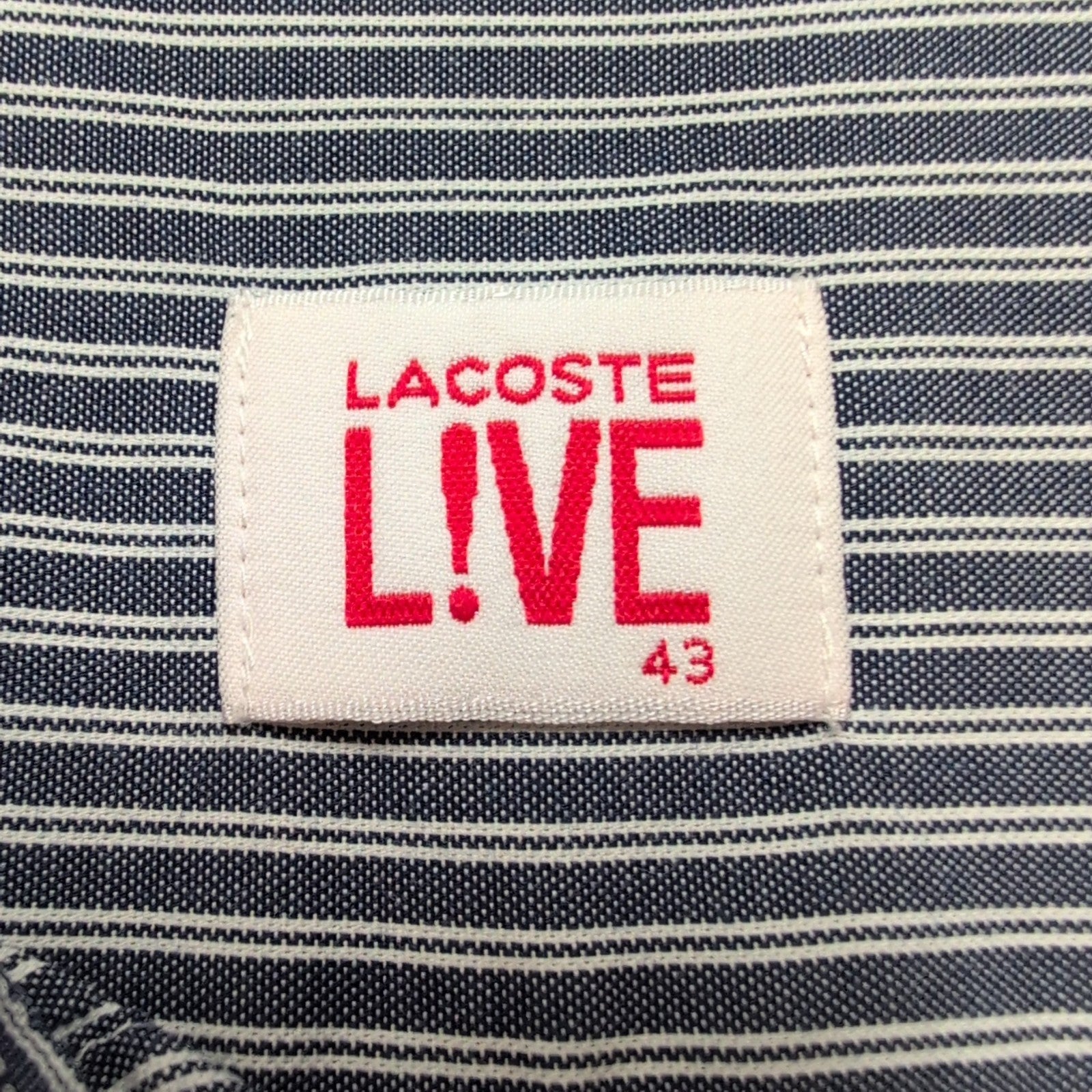 Chemise Lacoste Live 43 Grise Rayures Logo Poche Coton Manches Longues