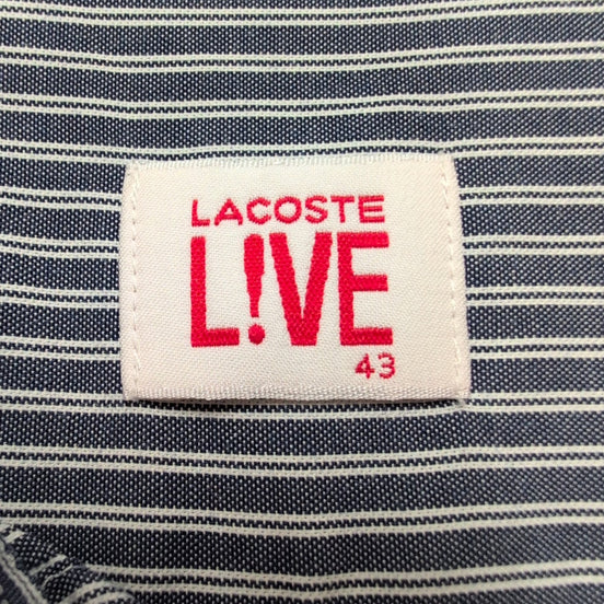 Chemise Lacoste Live 43 Grise Rayures Logo Poche Coton Manches Longues