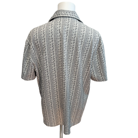 Chemise Hawaïenne Hawksbay XL Blanc Gris Rayures Manches Courtes Coton