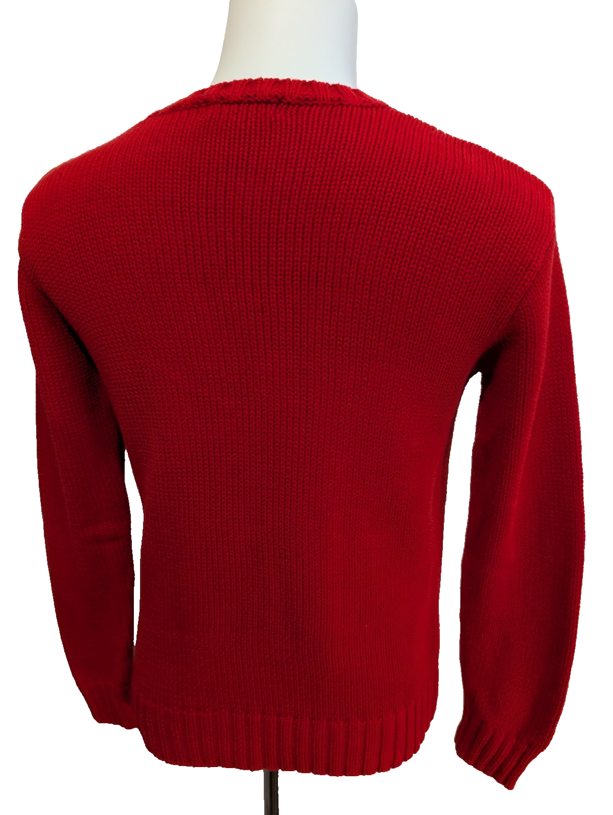 Pull POLO Ralph Lauren Rouge Logo Marine Made in Hong Kong - Taille S