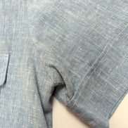 Chemise Vintage Années 70 S Bleu Chiné Col Pointes Manches Courtes