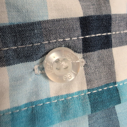 Chemise Lee stretch bleu ciel à petits carreaux manches courtes taille L