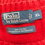 Pull POLO RALPH LAUREN Homme XL Rouge Col Rond Maille Chaude Logo Marine