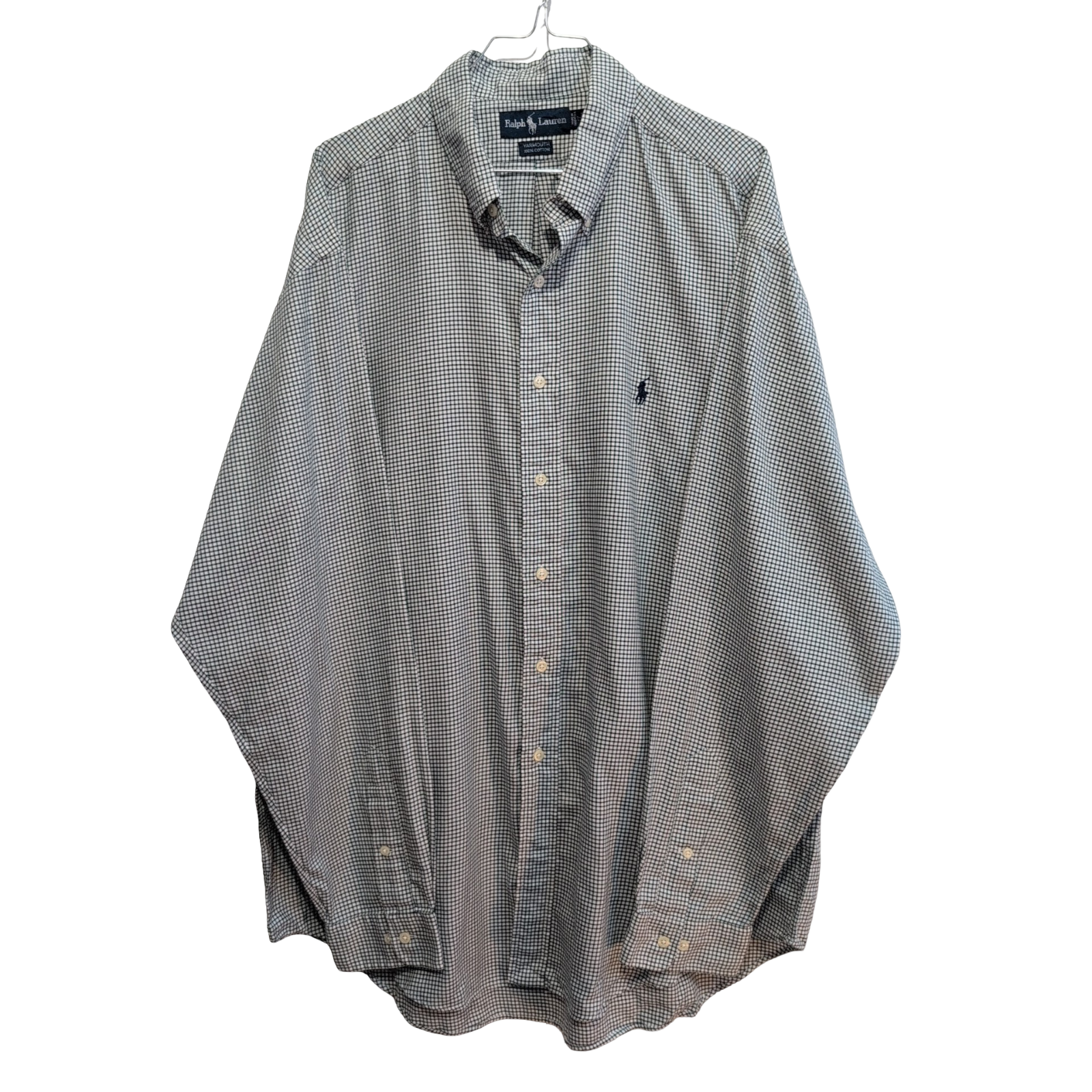 Chemise Ralph Lauren vert petits carreaux manches longues taille XL #2813