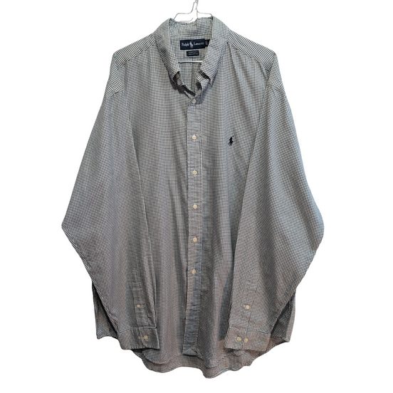 Chemise Ralph Lauren vert petits carreaux manches longues taille XL #2813