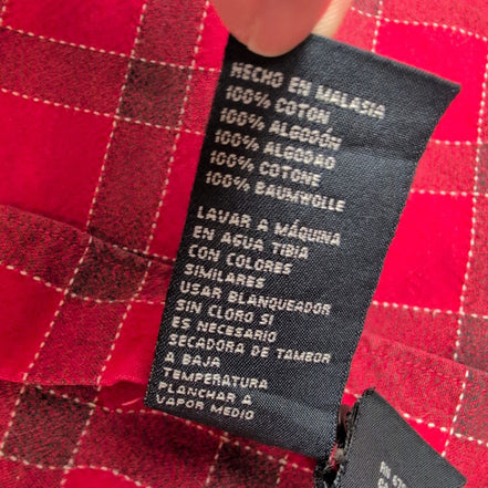 Chemise Nautica L Rouge Carreaux Coton Robuste Poche Logo Manches Longues