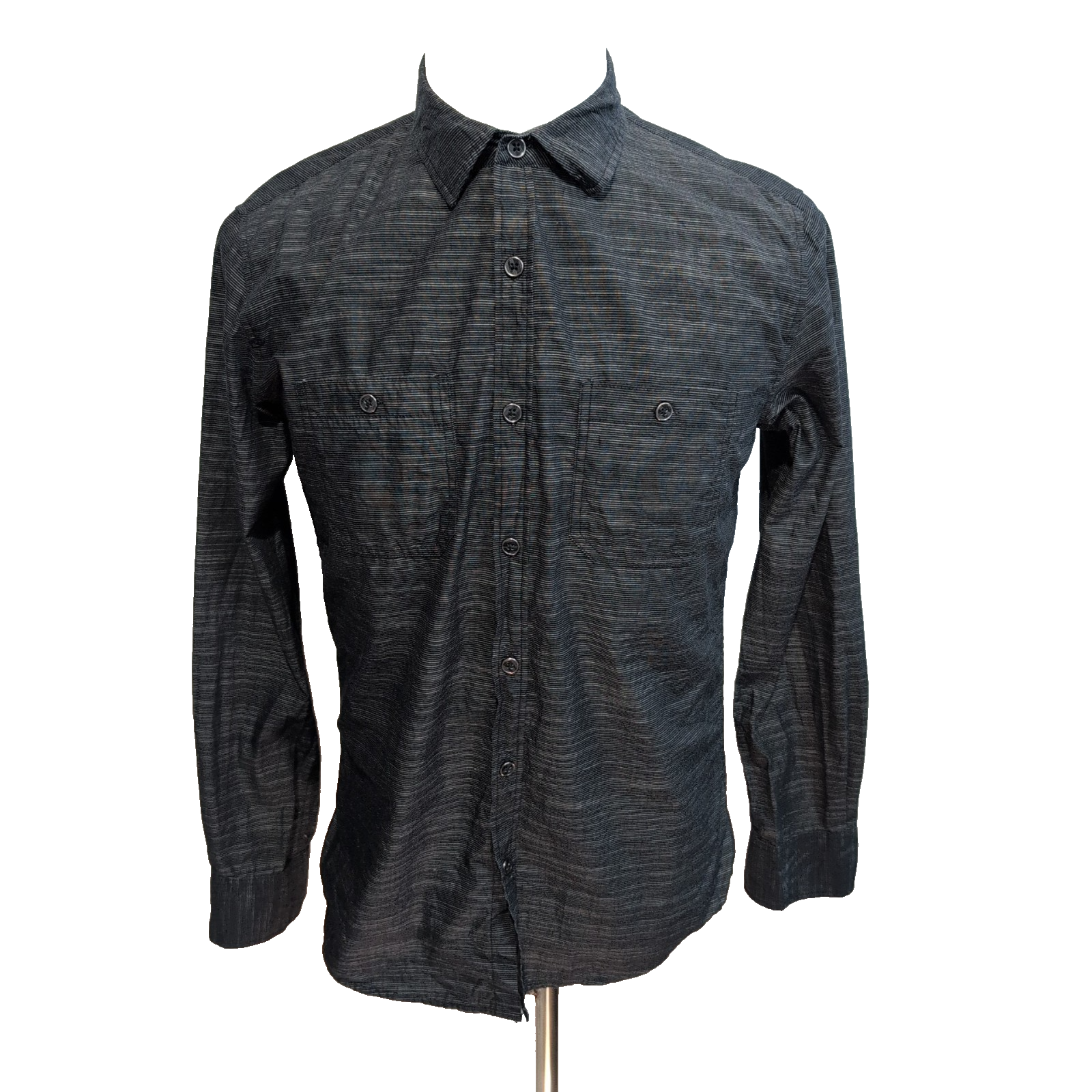 Chemise Beverly Hills Polo Club S Noir Rayures Grises 2 Poches Manches Longues