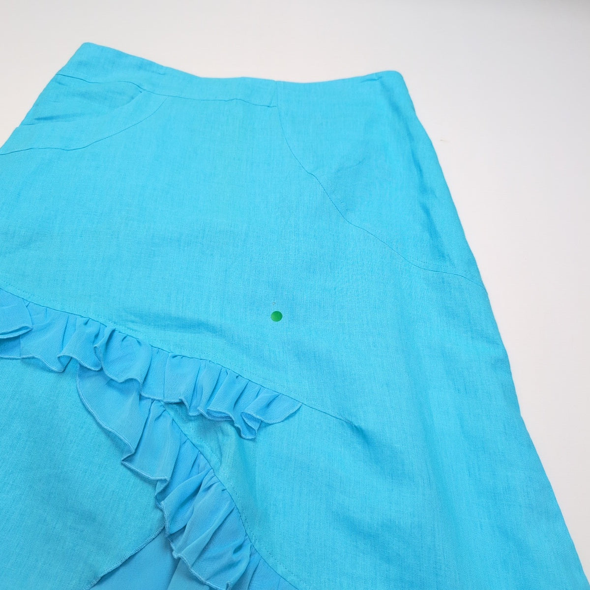 Ensemble Femme T40 Miss-Lisa Bleu Ciel 100% Lin Jupe Veste Neuf 