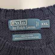 Pull Polo Ralph Lauren Maille Dense Bleu Marine Col Rond - Taille XXL