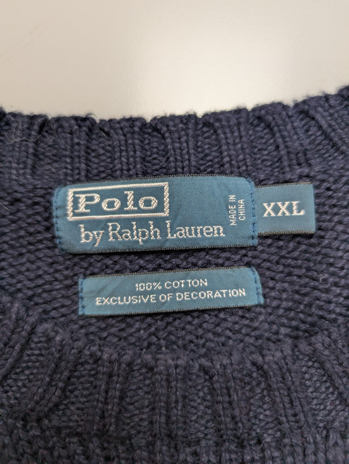 Pull Polo Ralph Lauren Maille Dense Bleu Marine Col Rond - Taille XXL