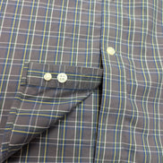 Chemise Eddie Bauer L Col Mao Gris foncé Carreaux Manches courtes Classic Fit