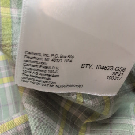 Chemise Carhartt Relaxed Fit L Vert Carreaux Manches Courtes Poches