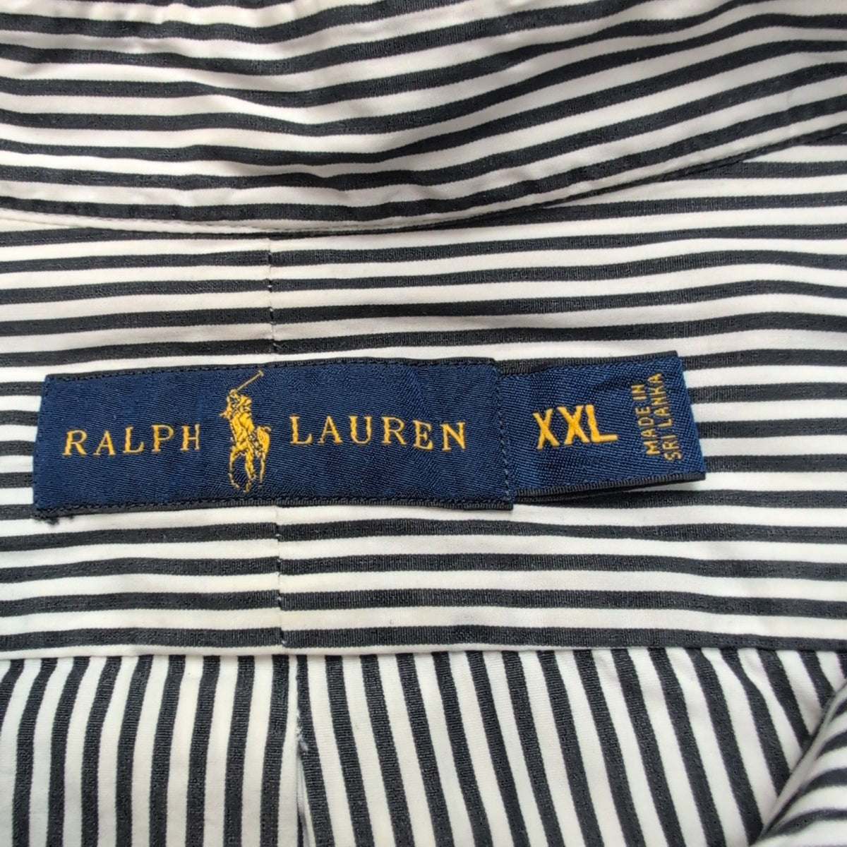 Chemise Ralph Lauren XXL Rayures Noir Blanc Logo Noir Button Down Shirt Coton