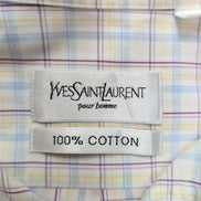 Chemise YVES SAINT LAURENT 100% Coton M Carreaux Logo Brodé Manches courtes