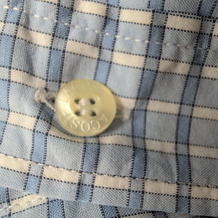 Chemise Lacoste bleue à carreaux minimaliste boutons gravés crocodile S