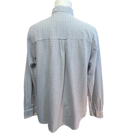 Chemise Chaps bleu blanc petits carreaux 100% coton logo brodé L