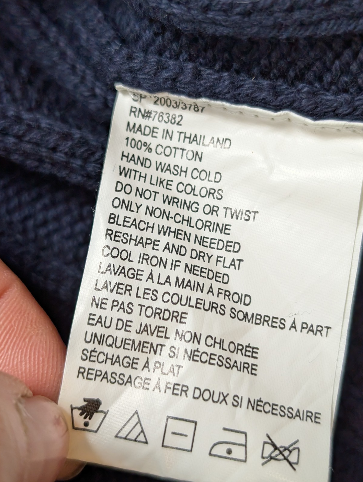 Pull Timberland Col Rond Bleu Marine 100% Coton Taille L Logo Brodé