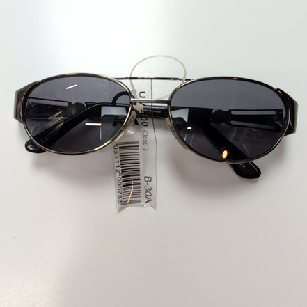 Lunettes de soleil Y2K Ovales Métal Chromé Gris Foncé Branches Larges