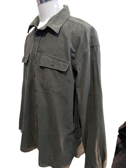 L.L. Bean XXL Chemise Chamoisette Flanelle Épaisse Vert Kaki Workwear