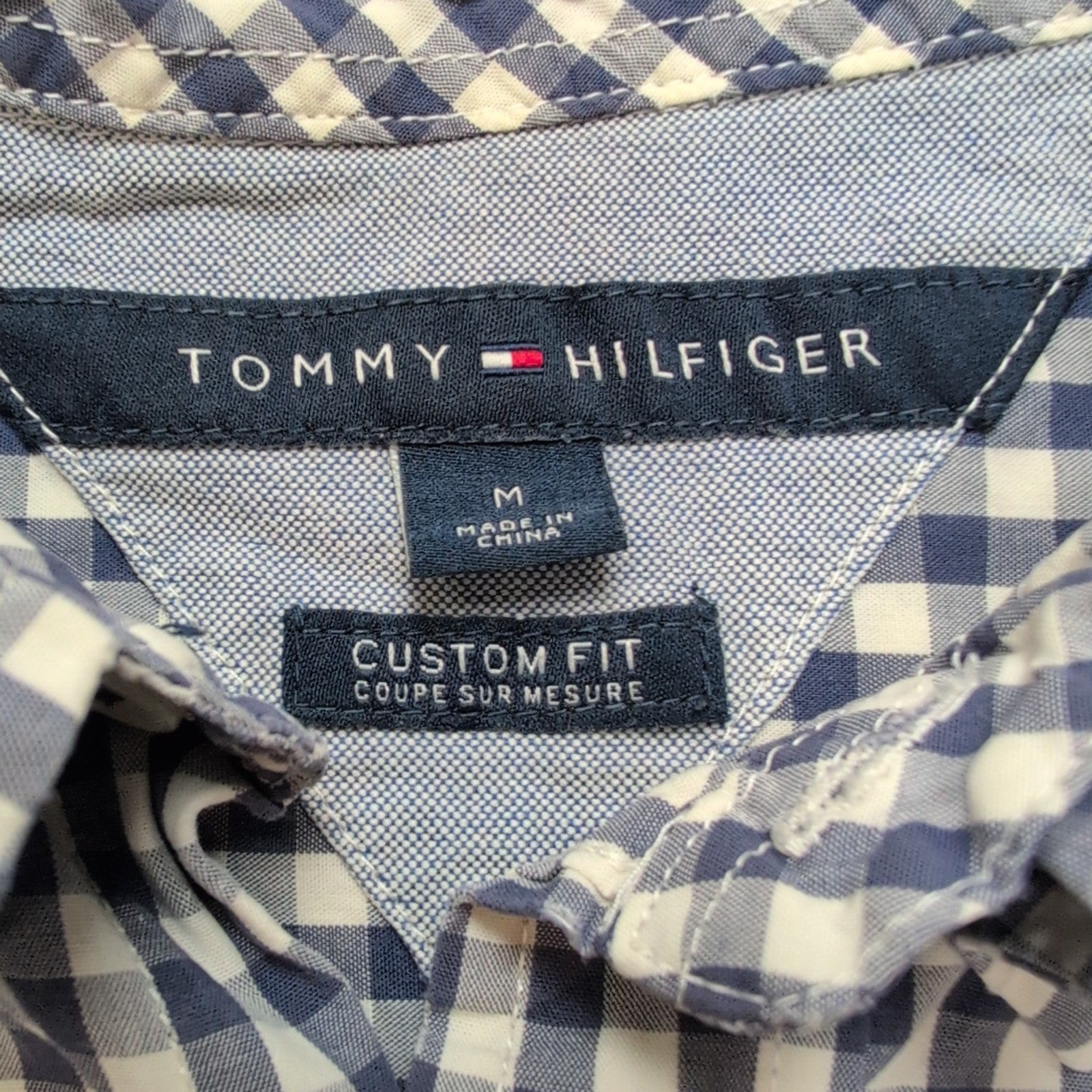 Chemise Tommy Hilfiger à Petits Carreaux Bleu et Blanc - Taille M