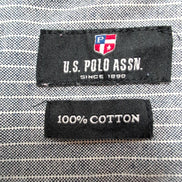 Chemise U.S. Polo Assn XL Grise Rayures Blanches Coton Logo Manches Longues
