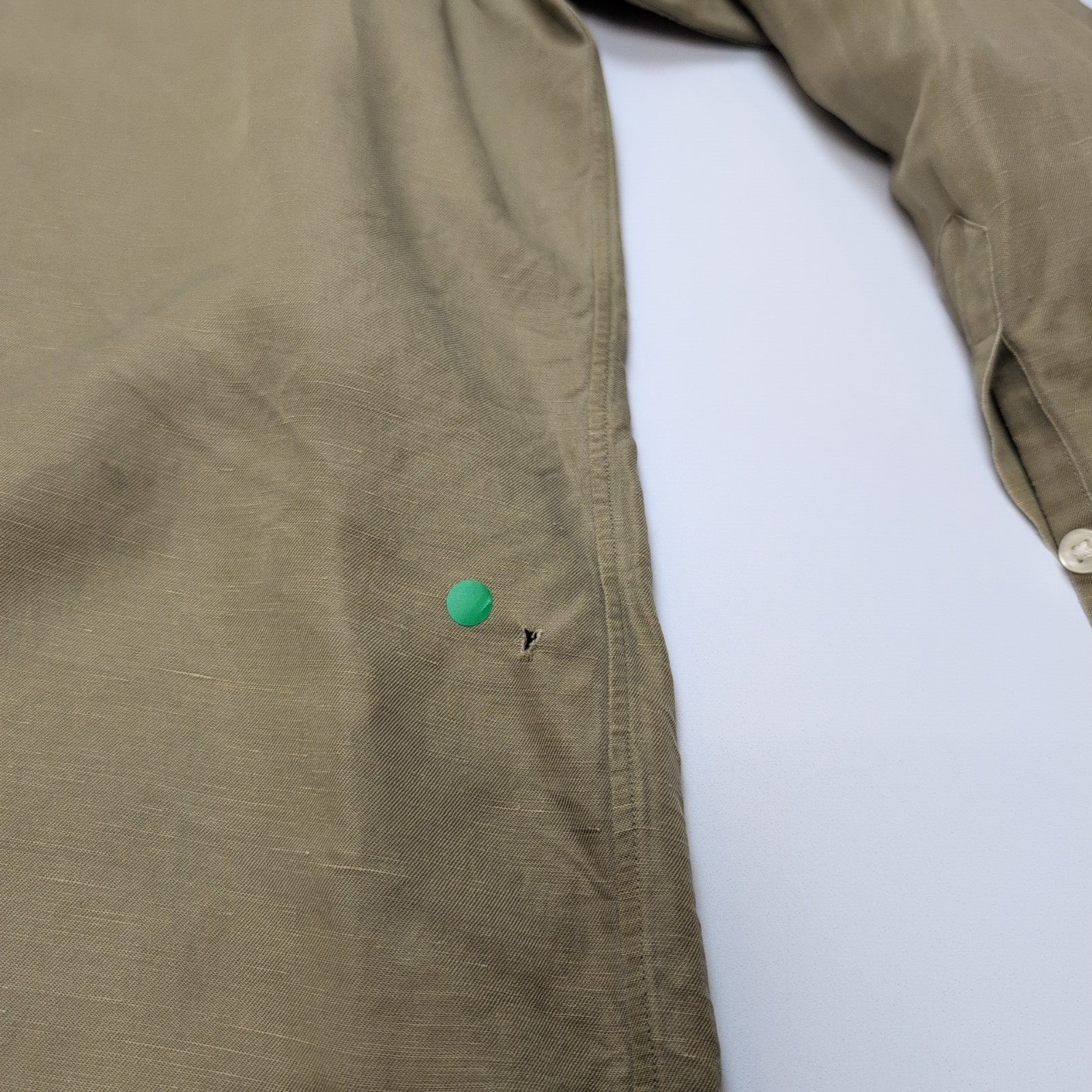 Chemise Ralph Lauren Blake XL Soie Lin Kaki Logo Bleu Marine mancheslongues
