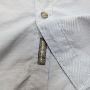 Chemise Eddie Bauer L Bleu Micro Carreaux Poche Homme Boutons Gravés longues mch
