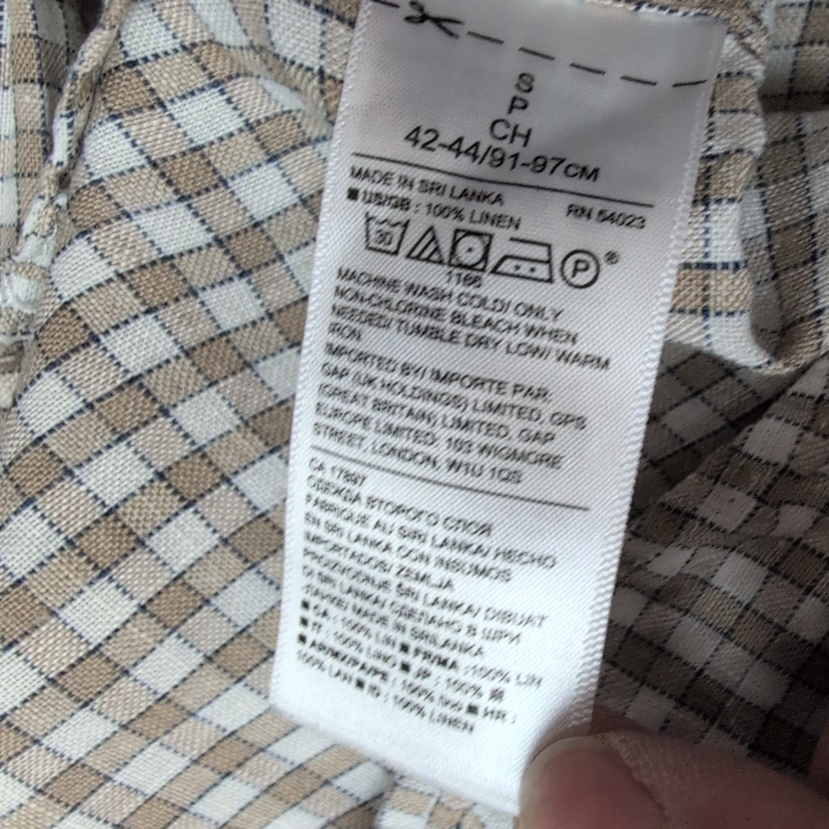 Chemise Banana Republic S Marron Blanc Carreaux 100% Lin Standard Fit