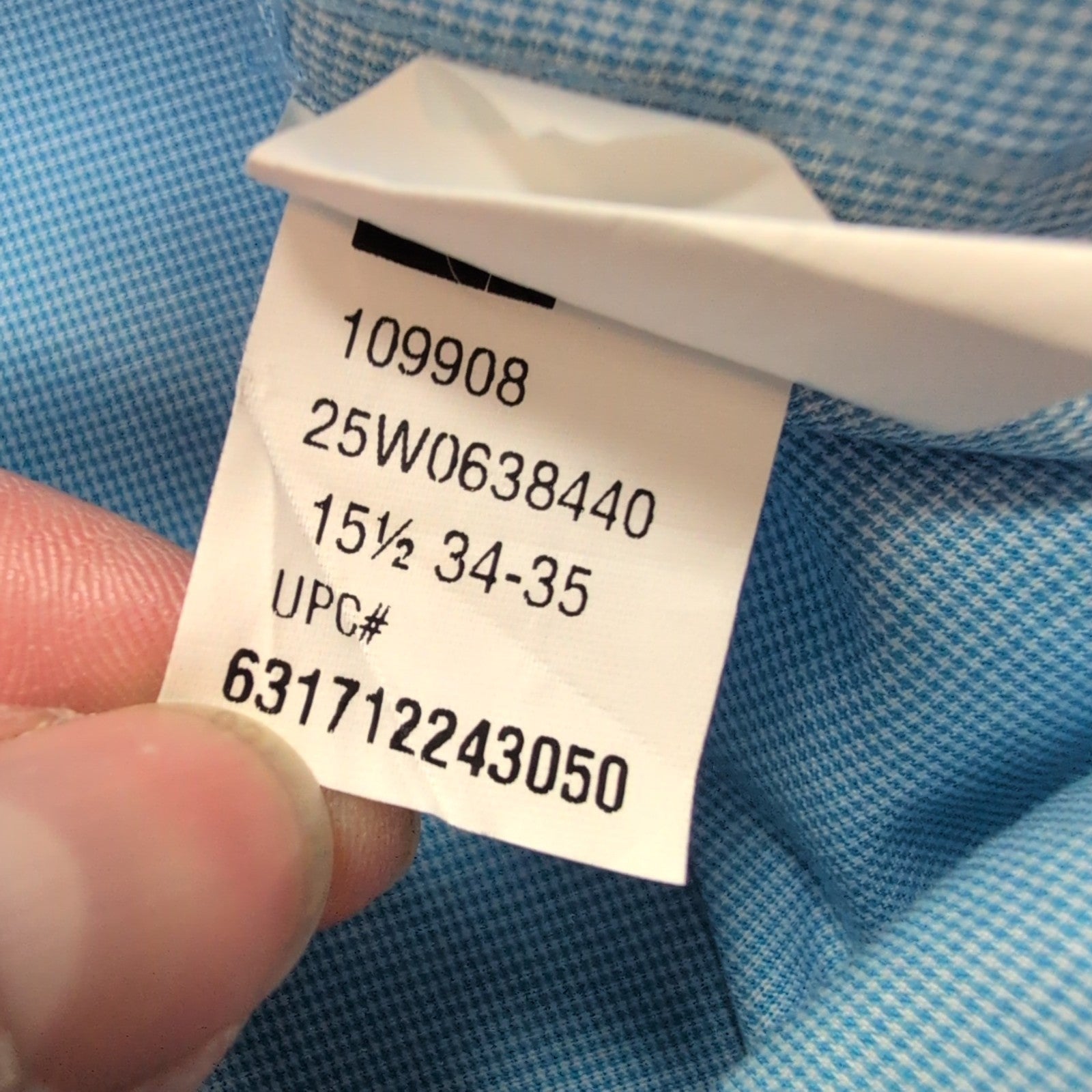Chemise Chaps Bleu Ciel à Micro-Carreaux 1 Poche - Taille M/L