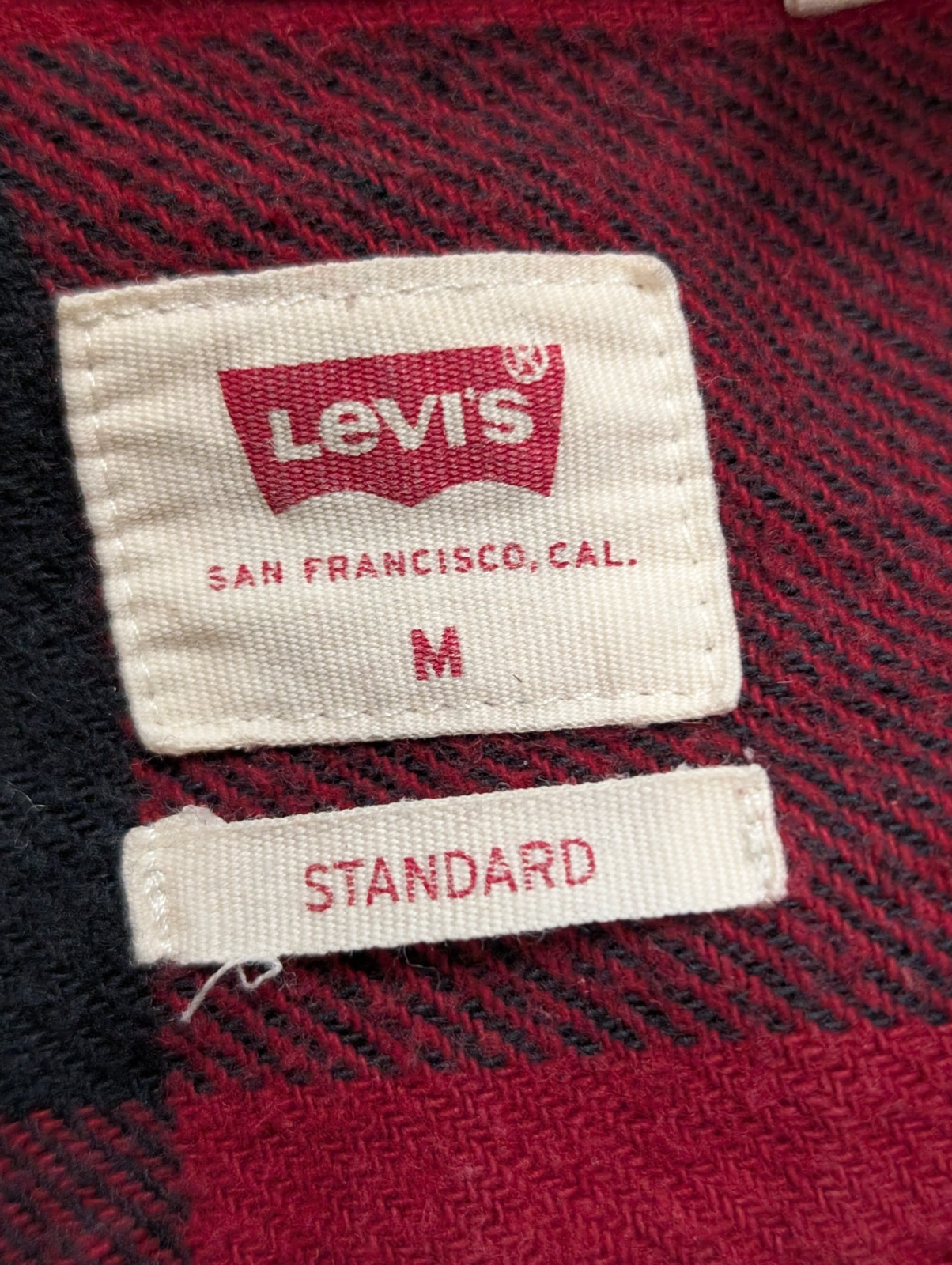 Chemise LEVI'S Standard Flanelle Épaisse Grands Carreaux Rouge & Noir Taille M