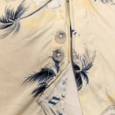 Chemise Hawaïenne XL 100% Viscose Jaune Cocktails Voiliers Fleurs