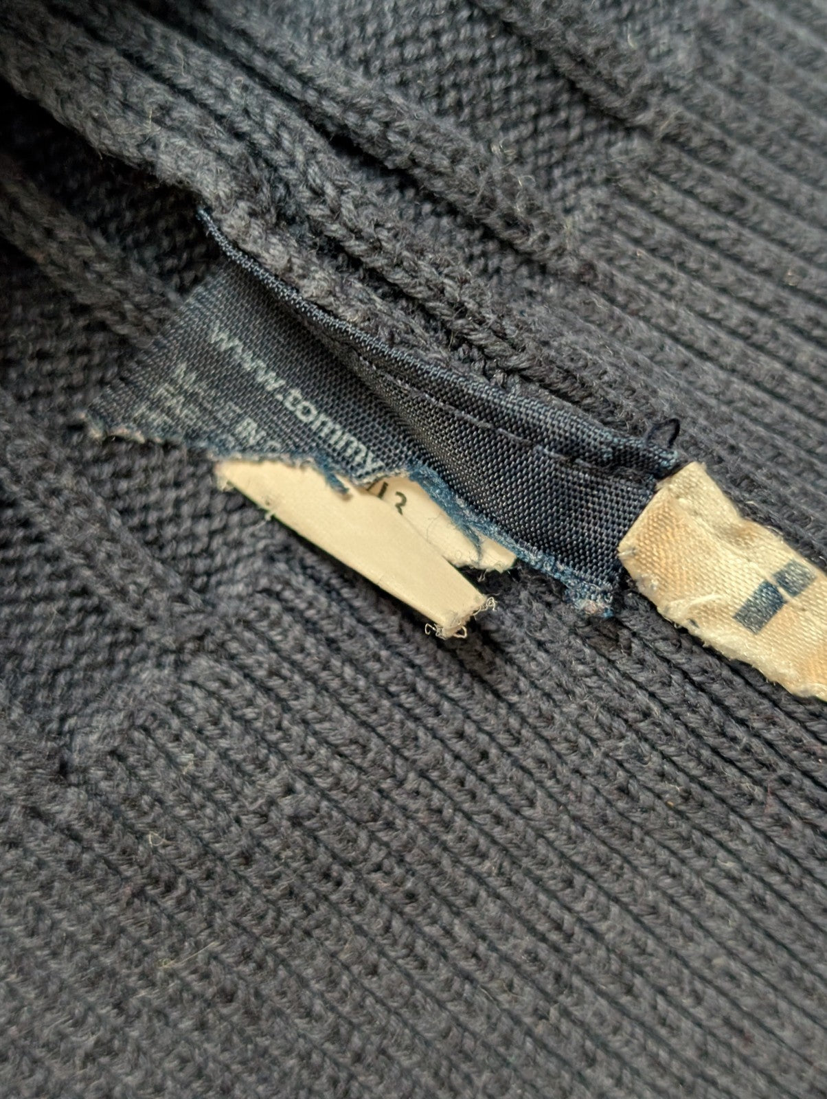Pull Tommy Hilfiger Femme Bleu Marine Texture Gaufrée & Côtelée - Taille L