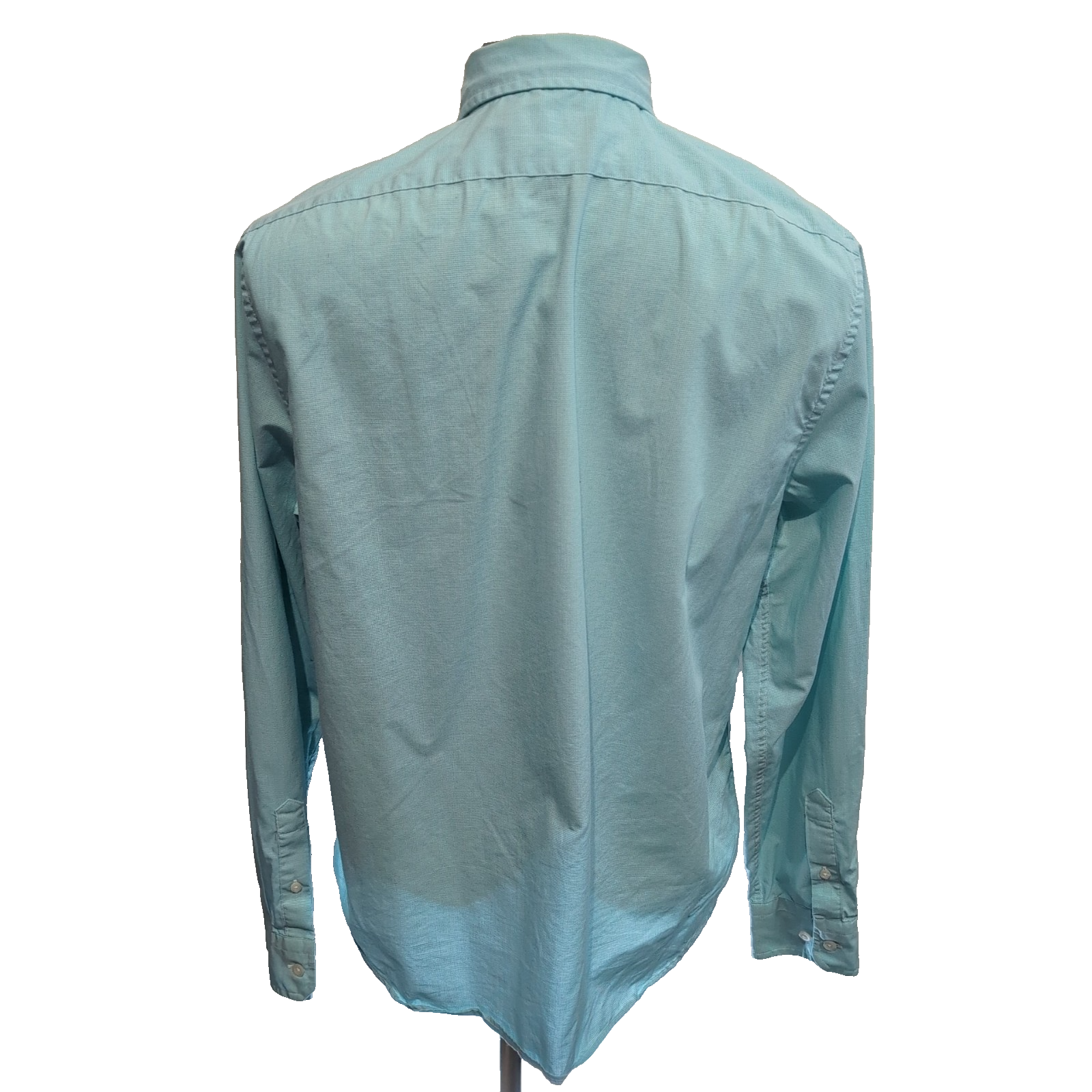 Chemise Nautica L Turquoise Micro Carreaux Slim Fit Coton Logo Brodé