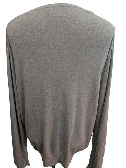 Pull Polo Ralph Lauren Gris Clair Logo Marine Coton Pima - Taille XL - NEUF
