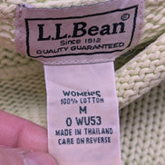 L.L.Bean Pull Femme M Vert Pistache 100% Coton Maille Texturée Col Rond