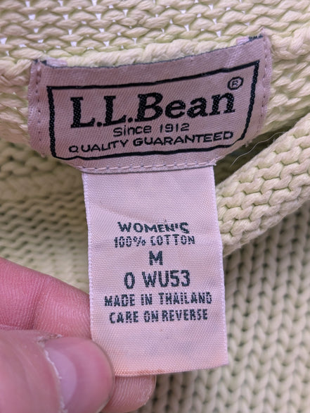 L.L.Bean Pull Femme M Vert Pistache 100% Coton Maille Texturée Col Rond