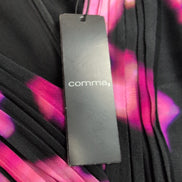 Robe COMMA 34 Cache-Cœur Noir Rose Motif Abstrait Neuve Étiquette