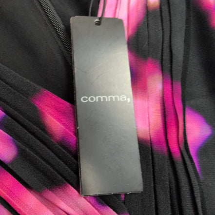 Robe COMMA 34 Cache-Cœur Noir Rose Motif Abstrait Neuve Étiquette