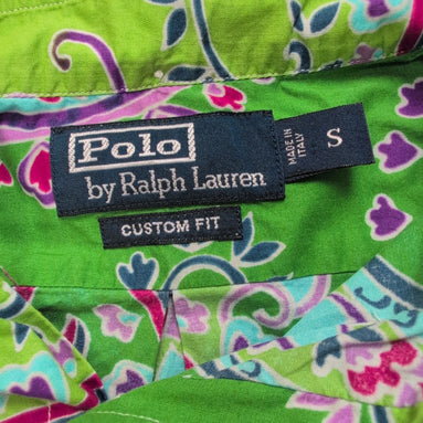 Chemise Polo Ralph Lauren S Made in Italy Cachemire Paisley Verte Rose Coton