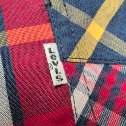 Chemise LEVI'S Homme L Rouge et Bleue à Carreaux Jaunes Manches Courtes