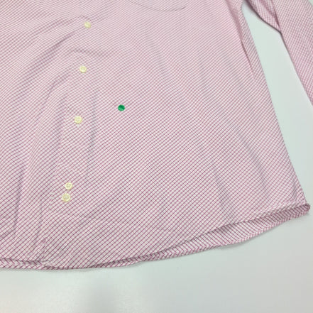 Chemise BURBERRY 100% Coton Rose Fuchsia L Logo Brodé Manches Longues