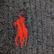 Écharpe Polo Ralph Lauren Bleu Marine 100% Laine Mérinos Logo Rouge