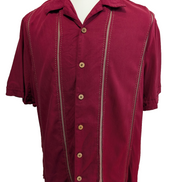 Chemise Hawaïenne Caribbean Silk - 70% Soie / 30% Rayonne - Bordeaux - L