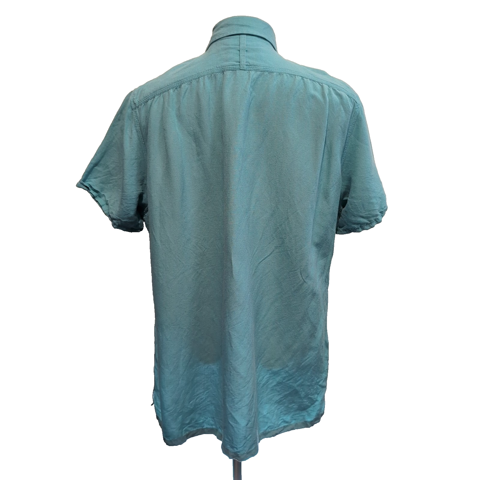 Chemise Nautica Lin Rayonne L Vert Pâle Manches Courtes Logo Brodé Vintage