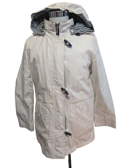 NAUTICA Manteau Long Femme M Blanc Imperméable Doublé Capuche Amovible | 325BSR